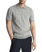 Reiss Code Stripe Regular Fit Quarter Zip Polo Shirt