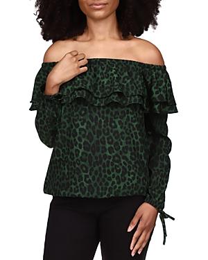 Michael Michael Kors Mega Cheetah Ruffle Blouse