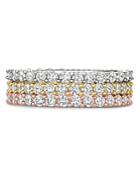 Crislu Three-tone Crystal Stackable Rings In Platinum-plated Sterling Silver, 18k Gold-plated Sterling Silver Or 18k Rose Gold-plated Sterling Silver, Set Of 3