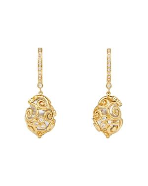 Temple St. Clair 18k Yellow Gold Lattice Rock Crystal & Diamond Amulet Earrings