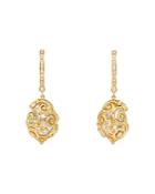 Temple St. Clair 18k Yellow Gold Lattice Rock Crystal & Diamond Amulet Earrings