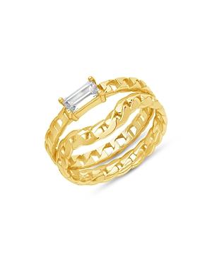 Sterling Forever Karter Cubic Zirconia Chain Link Stacking Rings, Set Of 2