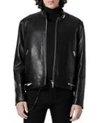 The Kooples Black Leather Jacket With Biker Collar