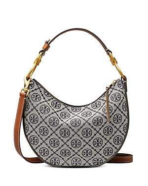 Tory Burch T Monogram Mini Jacquard Crescent Bag