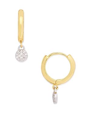 Argento Vivo Two Tone Pave Hoop Drop Earrings