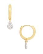 Argento Vivo Two Tone Pave Hoop Drop Earrings