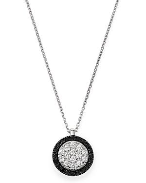Bloomingdale's Black & White Diamond Circle Pendant Necklace In 14k White Gold, 17 - 100% Exclusive