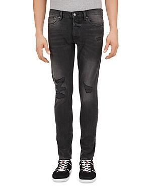 The Kooples Distressed Blue Straight Slim Fit Jeans In Black Washed