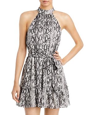 Aqua Halter Neck Tie Waist Printed Dress - 100% Exclusive
