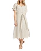 Karen Kane Belted Linen Midi Dress