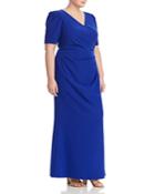 Adrianna Papell Plus Ruched Puff-sleeve Gown