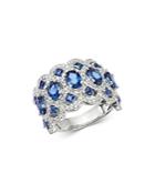 Bloomingdale's Blue Sapphire & Diamond Satement Band In 14k White Gold - 100% Exclusive