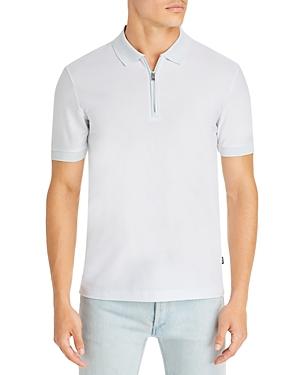 Boss Polston 27 Mercerized Cotton Mesh Slim Fit Quarter Zip Polo Shirt