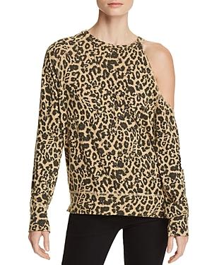 Lna Fynn Cutout Leopard Print Sweatshirt