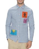 Ted Baker Mib Flyers Cotton Blend Checked Graphic Shirt