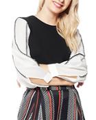 Gracia Black Stitch Sleeve Detail Top (43% Off) Comparable Value $97