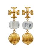 Tory Burch Roxanne Logo & Bead Double Drop Earrings