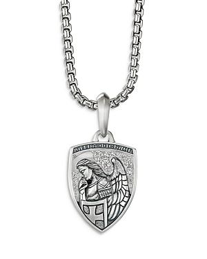 David Yurman Men's Sterling Silver St. Michael Medallion Amulet With Pave Diamonds