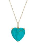 Rachel Reid 14k Yellow Gold Turquoise & Diamond Heart Pendant Necklace, 16-20