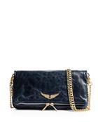 Zadig & Voltaire Rock Crush Distressed Leather Clutch