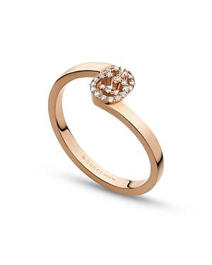 Gucci 18k Rose Gold Running G Diamond Ring