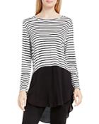 Two By Vince Camuto Curb Stripe Crewneck Tunic