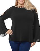 Belldini Plus Cage-cutout Bell-sleeve Top - 100% Exclusive