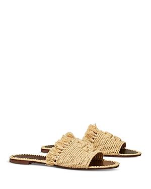 Tory Burch Women's Eleanor Double T Raffia Slide Sandals