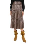 Ba & Sh Poly Metallic Tiered Midi Skirt