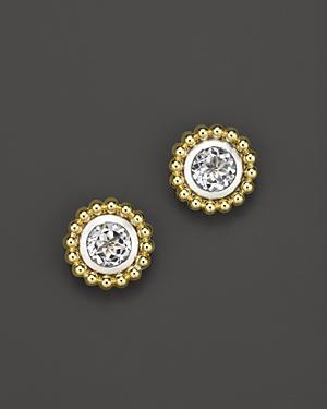 Lagos Sterling Silver And 18k Gold Stud Earrings With White Topaz