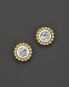 Lagos Sterling Silver And 18k Gold Stud Earrings With White Topaz