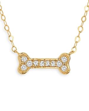 Moon & Meadow 14k Yellow Gold Diamond Dog Bone Pendant Necklace, 16-18