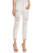 Sunset + Spring Embellished Distressed Straight-leg Jeans In White - 100% Exclusive