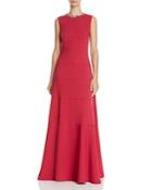 Carmen Marc Valvo Infusion Embellished Neck Gown