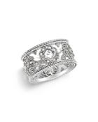 Judith Ripka Sterling Silver Fleur Ring With White Sapphire And Rock Crystal