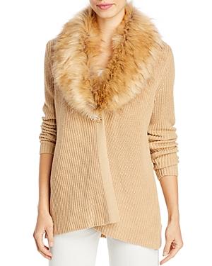 Single Thread Faux Fur Collar Cardigan