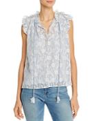 Rebecca Taylor Tie-front Embroidered Lace Top