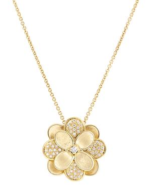 Marco Bicego 18k Yellow Gold & Diamond Petali Pave Floral Large Pendant Necklace, 16.5