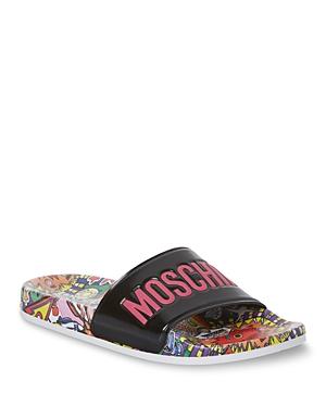 Moschino Women's Printed Logo Pool Slides
