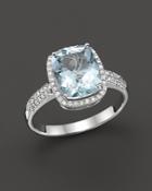 Aquamarine And Diamond Ring In 14k White Gold - 100% Exclusive
