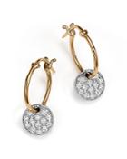 Diamond Micro Pave Disc Drop Earrings In 14k White And Yellow Gold, .25 Ct. T.w.