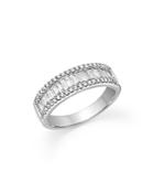 Round And Baguette Diamond Band In 14k White Gold, .75 Ct. T.w.