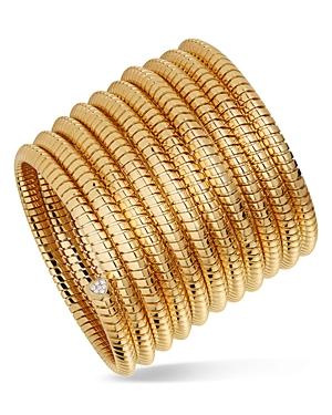 Marina B 18k Gold Trisolina Diamond Ten Row Coil Bangle Bracelet