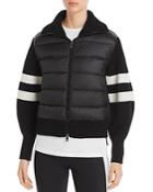 Moncler Quilted Down & Stripe Sleeve Cardigan