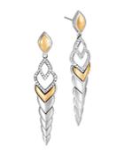 John Hardy 18k Yellow Gold & Sterling Silver Legends Naga Pave Diamond Long Drop Earrings