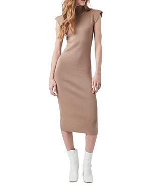 French Connection Fitted Shoulder Pad Midi Dress