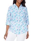 Foxcroft Plus Carmen Cotton Printed Shirt