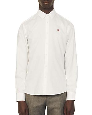 Sandro H21 Cotton Chambray Seamless Regular Fit Button Down Shirt