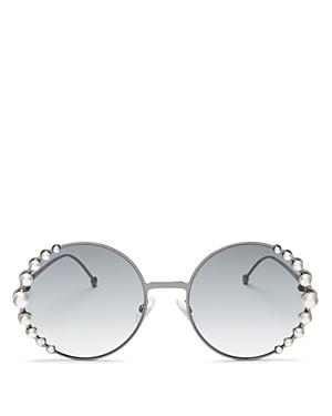 Fendi Ribbons And Pearls Oversized Round Sunglasses, 58mm