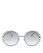 Fendi Ribbons And Pearls Oversized Round Sunglasses, 58mm